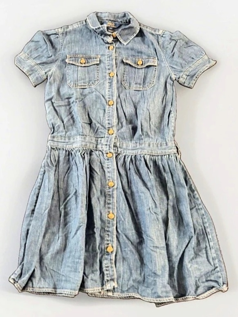 Polo Ralph Lauren Denim Shirt Dress in Blue Girls 14